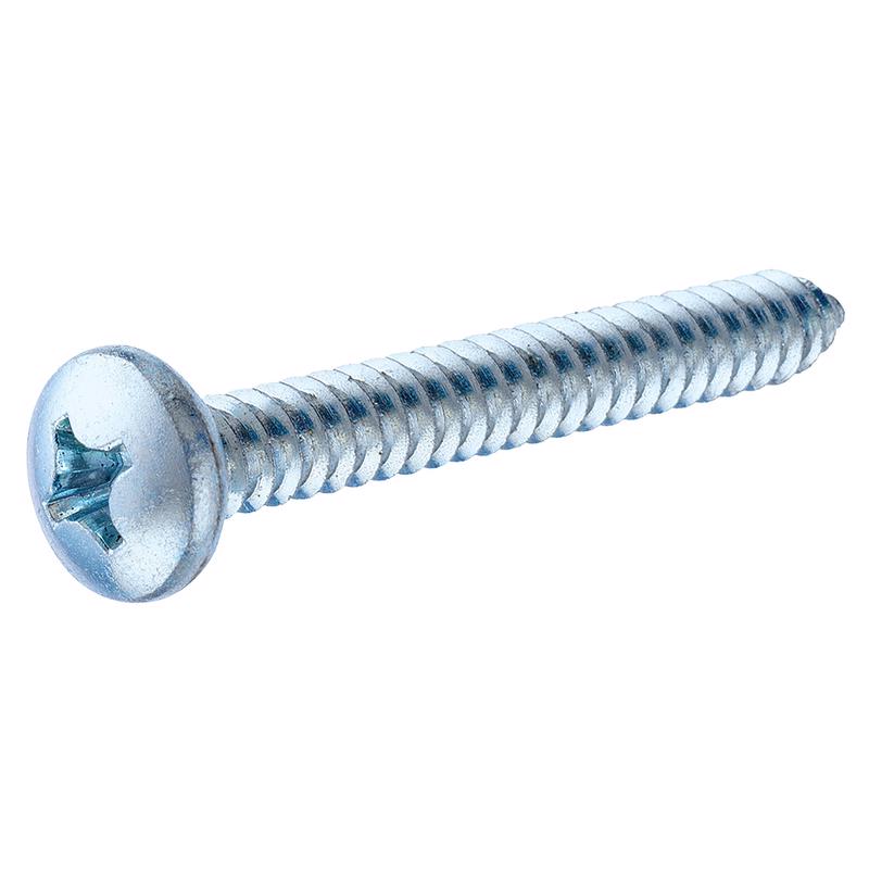 Emery Jensen sheet metal screws, 8x2 inch, Phillips head, pack of 10, with metal sheet in background for construction or DIY projects.