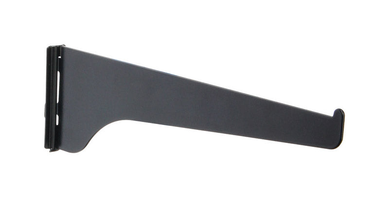 Set of 10 black 8-inch Emery Jensen bracket shelves for sturdy wall storage and display.