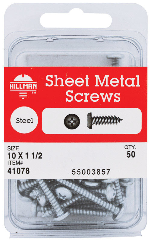 Pack of five Emery Jensen SMTL sheet metal screws, 10x1.5 inches, showing the screw heads and threading for metal fastening.