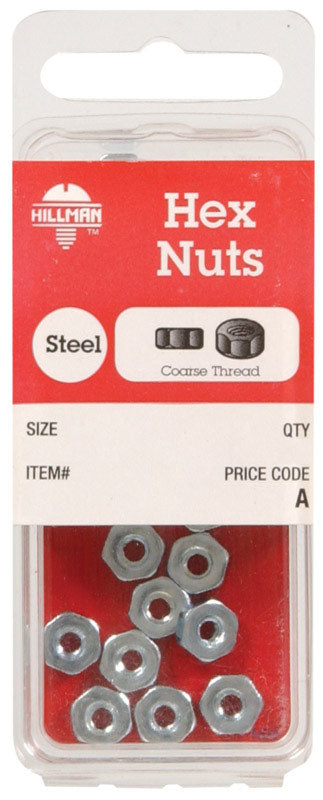 NUT 6" HEX SAE STL 24PK - Pack of 10