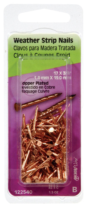Pack of six Emery Jensen wire brads or nails with escutcheons, measuring 3/4 x 17 inches, designed for trim and framing projects.