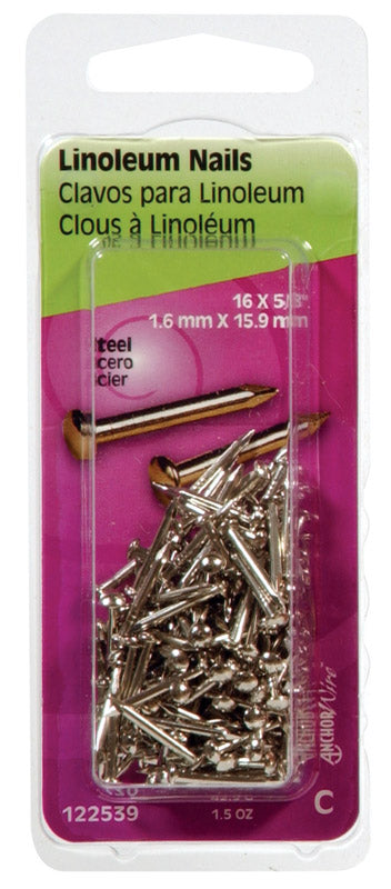 NAIL LINOLEUM 5/8X16NKL - Pack of 6