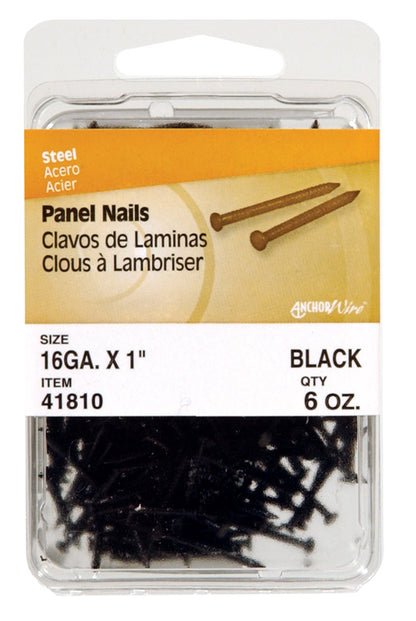 PANEL NAIL 1" BLACK 6OZ - Pack of 5