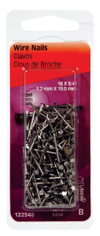 Emery Jensen steel wire brads, 3/4 inch by 18 gauge, 2 oz pack of 6 nails for woodworking and finishing projects.
