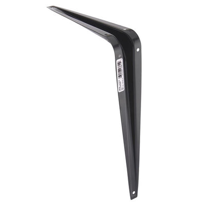 Set of 10 black Emery Jensen utility shelf brackets, 8x10 inches, sturdy metal support brackets for shelving.