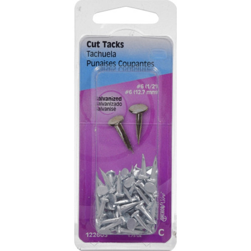Emery Jensen TACKS GALV #6 staples, 1.75oz pack of 6, showing shiny metal staples for stapling tasks.
