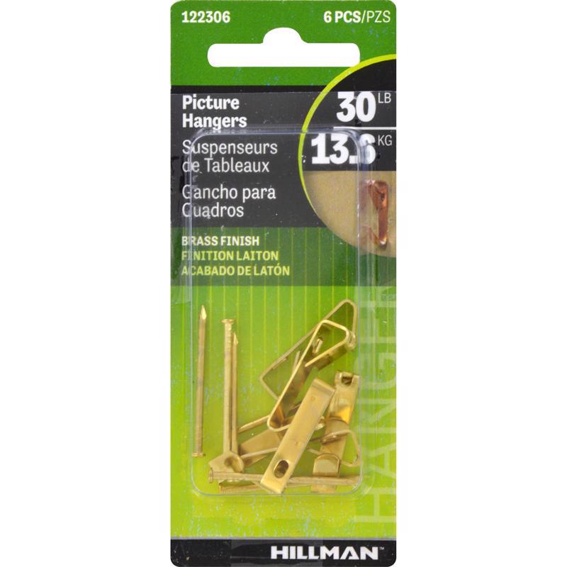 Emery Jensen Picture Hanger30#brs CD6 set of 10 mirror and picture hangers for wall mounting, with metal hooks and secure grip.