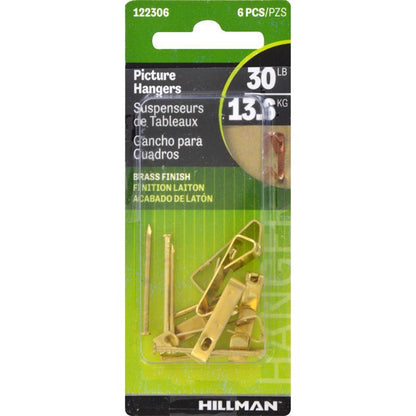 Emery Jensen Picture Hanger30#brs CD6 set of 10 mirror and picture hangers for wall mounting, with metal hooks and secure grip.