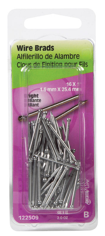 Emery Jensen wire brad nails 1x16mm in a pack of six, suitable for finishing carpentry and trim work.