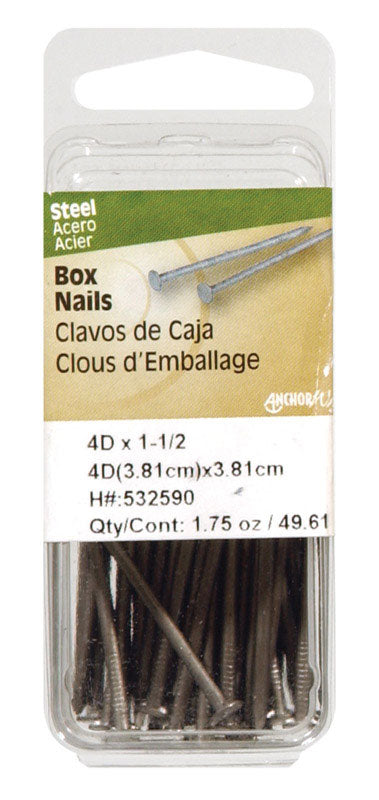 Emery Jensen BOX NAIL 4D STL Cd 1.75oz pack of 6, wire brad nails for woodworking and finishing projects.