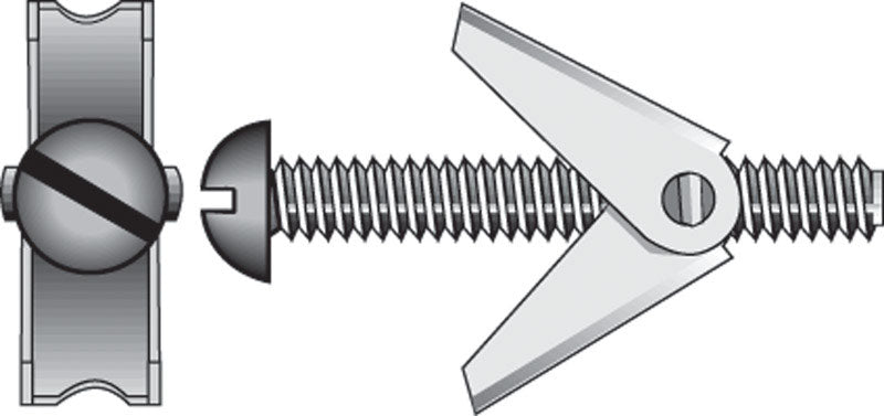 Pack of six Emery Jensen toggle bolts 1/4x3 for hollow wall anchors, showing metal fasteners with plastic wings.