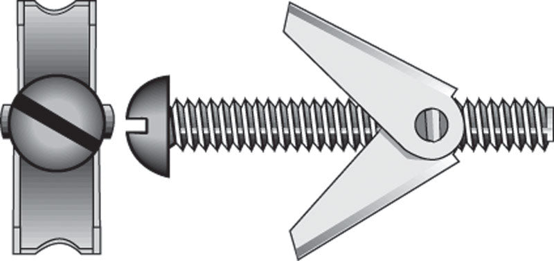 Emery Jensen toggle bolt 3/16x3 inch hollow wall anchors, pack of 10, displayed in a hardware setting with mounting tools