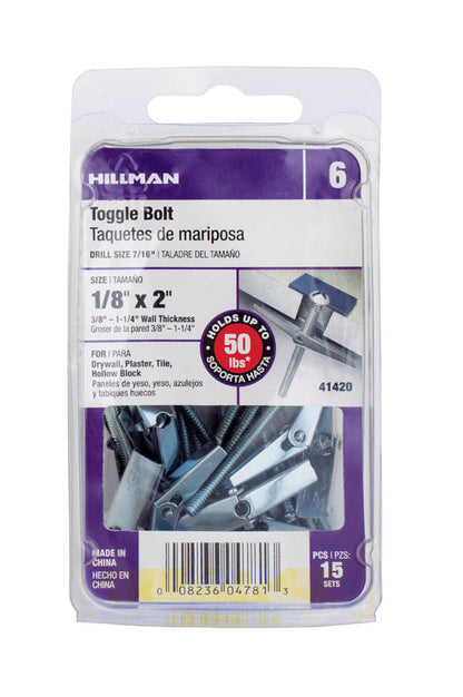 TOGGLE BOLT 1/8X2 CD15 - Pack of 5