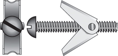 Emery Jensen toggle bolt RH 1/4x4 for hollow wall installation, pack of 5, with metal construction and screw threading.