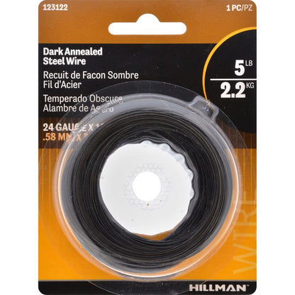 Steel alloy wire in 24 gauge, Emery Jensen brand, used for stove pipe, weaving, or mechanical projects, in a pack of 10.