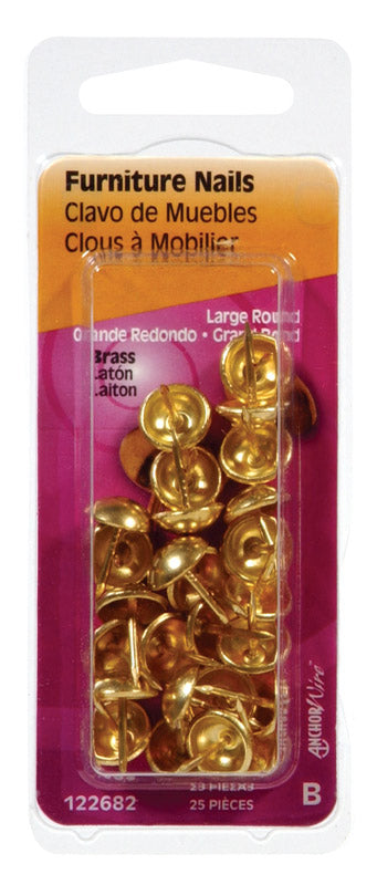 FURNITURE NAIL BRASS25PK - Pack of 6