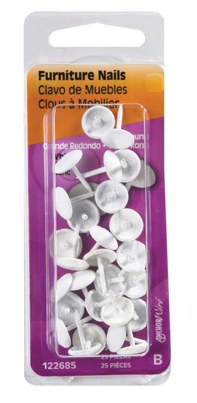 FURNITURE NAILS WHT 25PK - Pack of 6