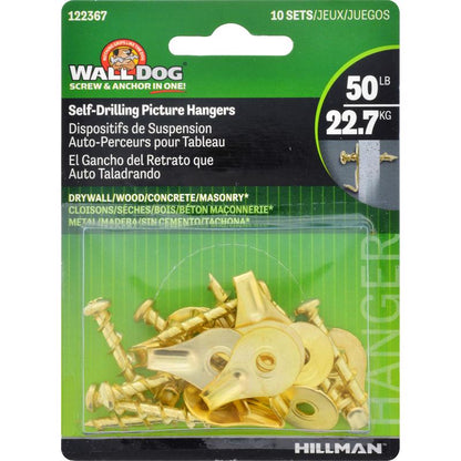 WALLDOG HANGR BRASS 10PK - Pack of 10