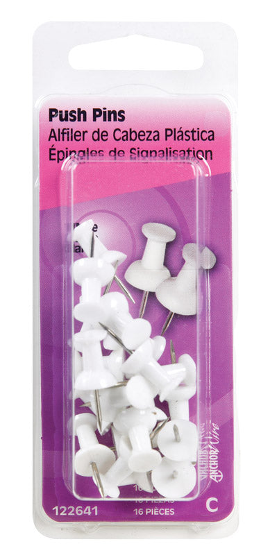 PUSH PINS WHT 16PC - Pack of 6