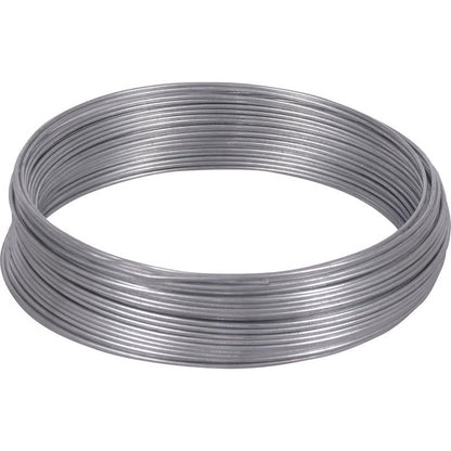 Emery Jensen 12-gauge galvanized wire, 50 feet, suitable for stove pipe, weaving, or mechanical applications, shown in the image.