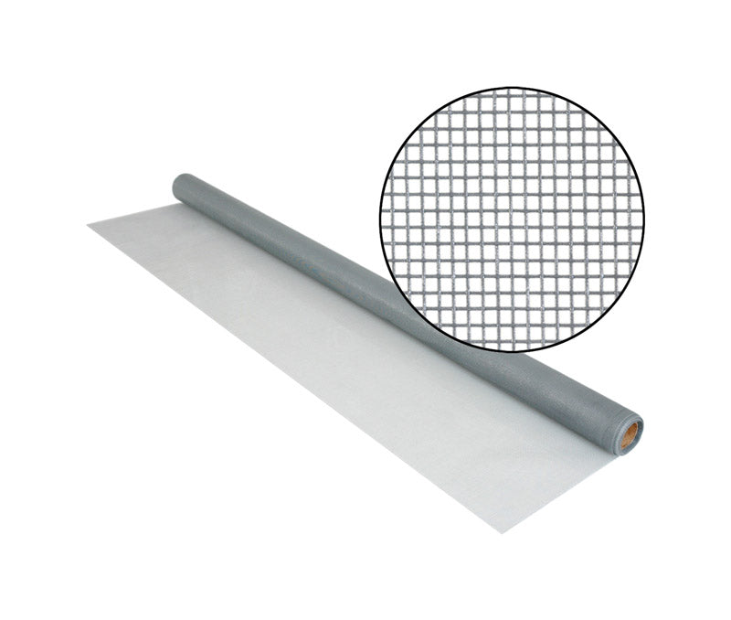 Set of eight gray fiberglass screen rolls, 32x84 inches, for window and door screens, by Emery Jensen.