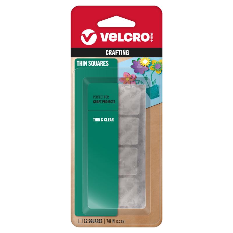 VELCRO SQRS 7/8" CLEAR - Pack of 6
