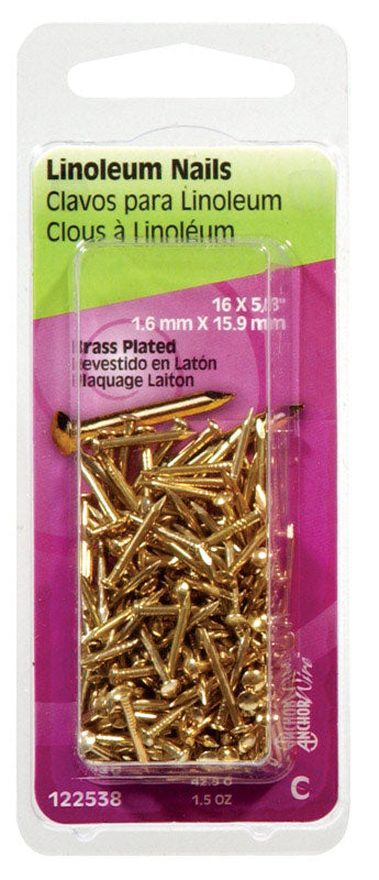 NAIL LINOLEUM 5/8X16 BRA - Pack of 6