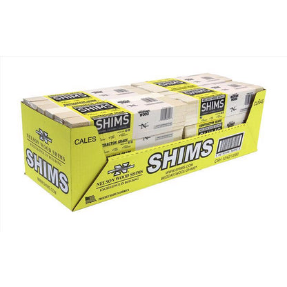 Emery Jensen 12-inch wood shims, 42-pack, specialty contractor shims stacked for construction and leveling tasks.