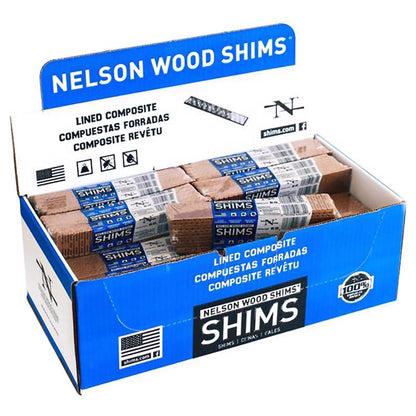 Set of 12 Emery Jensen 8-inch wood shims, 32-piece pack for precise leveling and support in woodworking projects.