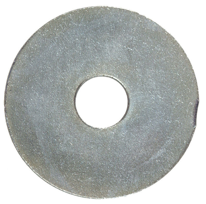Set of 10 Emery Jensen fender washers, 1/8 inch by 3/4 inch, in a pack, showing metal washers with smooth edges and a hole in the center.