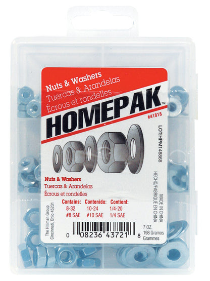 Set of five flat nuts and washers from Emery Jensen, featuring metallic hardware components for fastening and assembly.