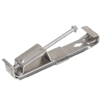 Emery Jensen metal gutter hangers with screws, pack of 75, used for securing gutter systems to building eaves.