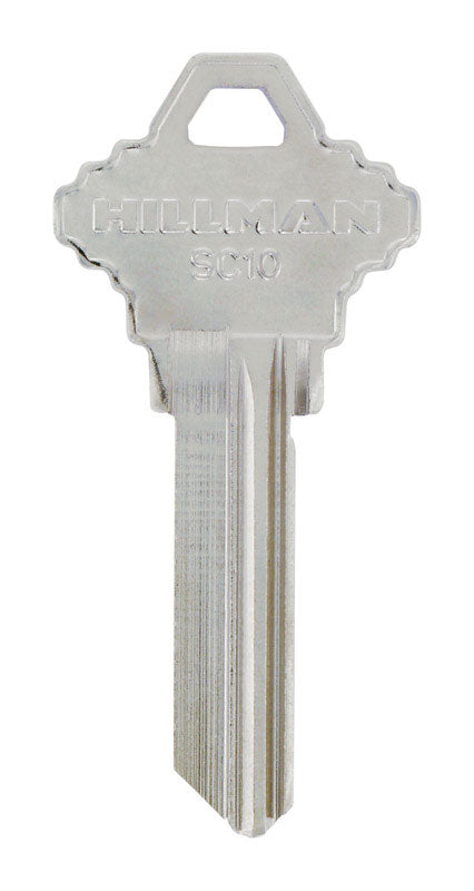 Set of four KEYKRAFTER #125 brass keys by Emery Jensen, showing shiny brass key blades and key heads for locksmith use.