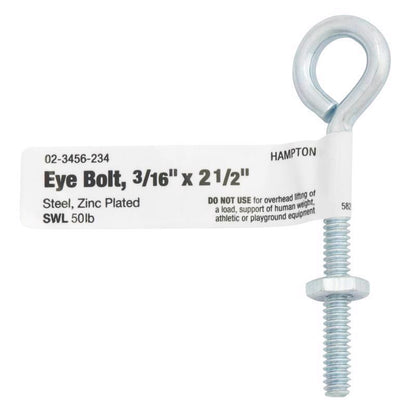 BOLT EYE W/NUT3/16"X2.5" - Pack of 10