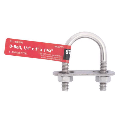 U-bolt 1/4"X1"X1-3/4" SS - Pack of 5