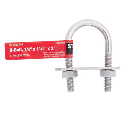 BOLT U 1/4"X1.13"X2" SS - Pack of 5