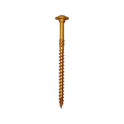 Steel wood screws by Emery Jensen, 3/8 inch by 8 inch, pack of 25, showing shiny metal screws with threaded shanks.