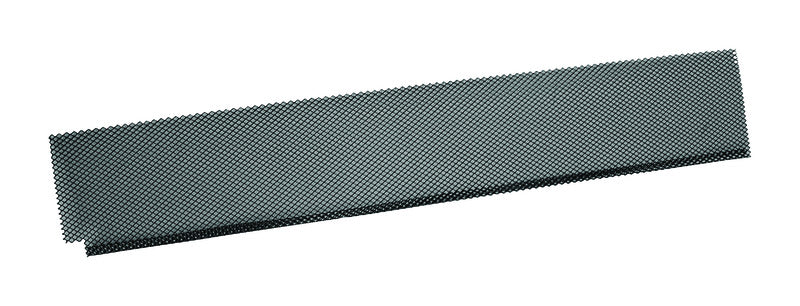 Black metal gutter guard STL 6x36 inches from Emery Jensen, shown in a pack of 20, designed for seamless gutter protection.