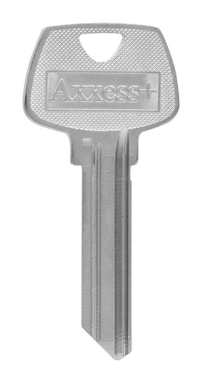 Set of four Emery Jensen KEYKRAFTER #62 brass keys with key blades and key heads, designed for secure locking mechanisms.
