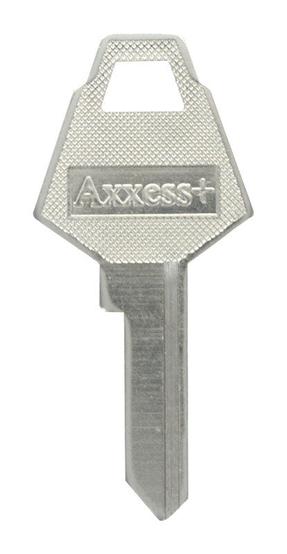 Pack of four KEYKRAFTER #84 brass keys by Emery Jensen, showing detailed close-up of key blades and heads.