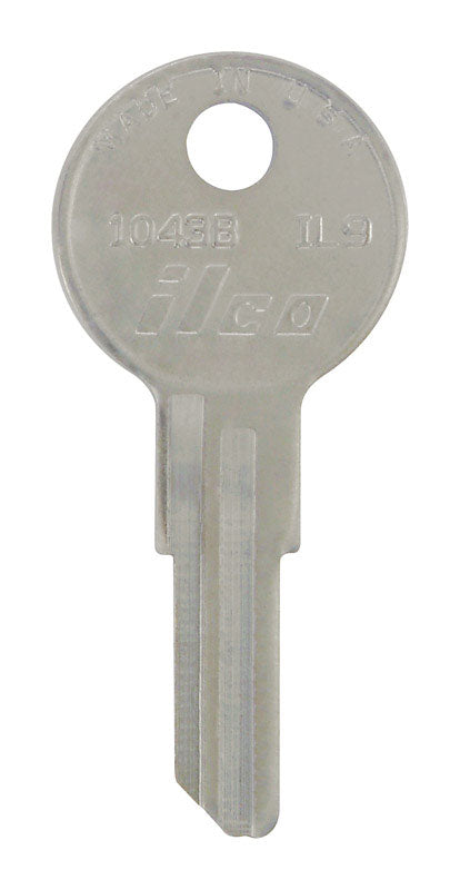 Set of four Emery Jensen KEYKRAFTER #246 brass keys, showing their shiny metallic finish and key cuts.