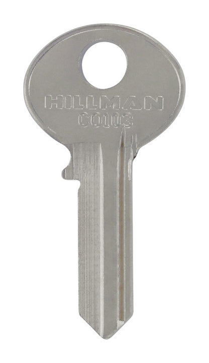 Set of four KEYKRAFTER #216 brass keys by Emery Jensen, showing detailed key blades and key heads on a plain background.