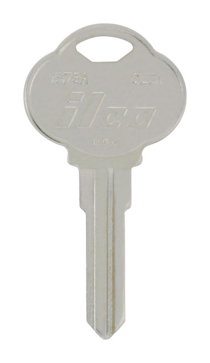 Set of four KEYKRAFTER #187 brass keys by Emery Jensen, showing shiny brass key heads and key blades.