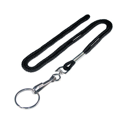 Set of five Emery Jensen CD neck strap key rings featuring metal clips and colorful designs for easy key organization.