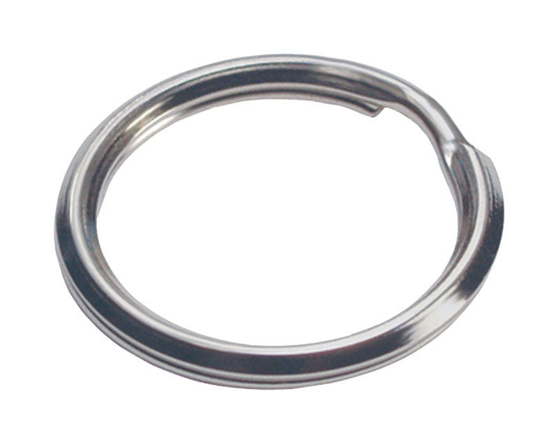 Pack of 50 Emery Jensen split rings, 5/8 inch key rings with open design, shown in a close-up on a white background.