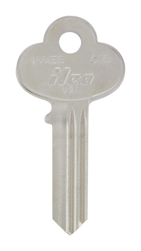 Pack of 10 Emery Jensen CO-3 CORBIN cylinder keys, durable metal keys for lock cylinders, shown in a storage tray.