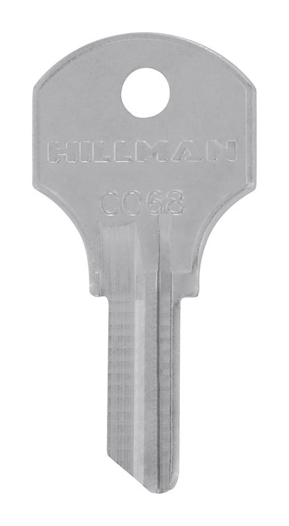 Set of 10 Emery Jensen CO-68 CORBIN key blanks for cylinder locks, shown in a natural arrangement with key blades visible.