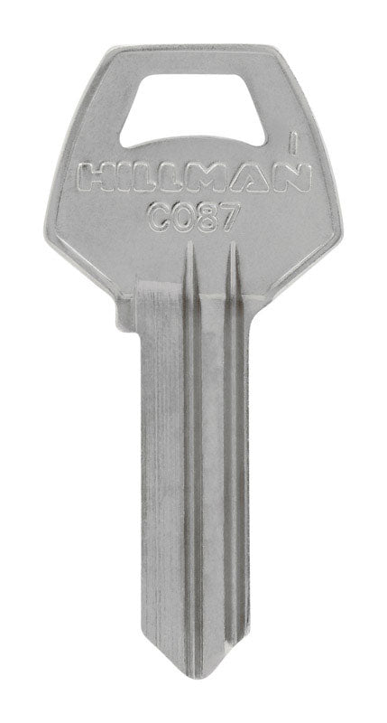 Set of 10 Emery Jensen CO-87 CORBIN key blanks for cylinder locks, featuring a standard key shape with branded markings.