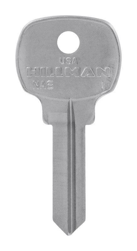 Set of 10 Emery Jensen NA-6 NATIONAL KEY cylinders, compact metal keys with distinctive grooves for secure locking mechanisms.