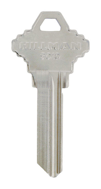 Emery Jensen SC-10 SCHLAGE key blank cylinder pack of 10, showing metal key blanks with etched brand markings.